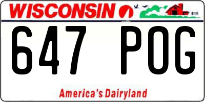 WI license plate 647POG