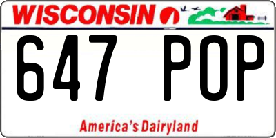 WI license plate 647POP