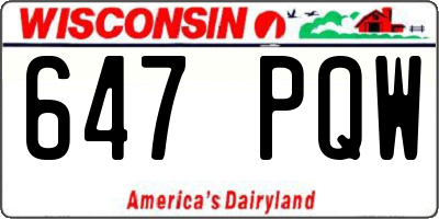WI license plate 647PQW