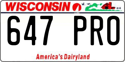 WI license plate 647PRO