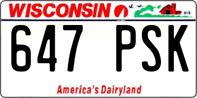 WI license plate 647PSK