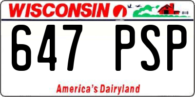 WI license plate 647PSP