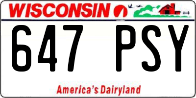 WI license plate 647PSY