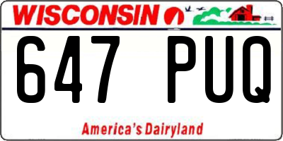 WI license plate 647PUQ