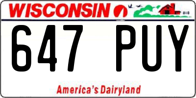 WI license plate 647PUY