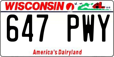 WI license plate 647PWY