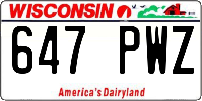 WI license plate 647PWZ