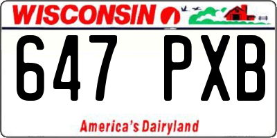 WI license plate 647PXB