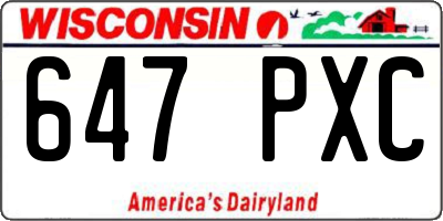 WI license plate 647PXC