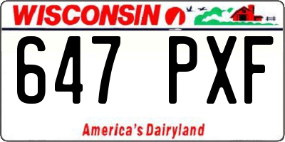 WI license plate 647PXF