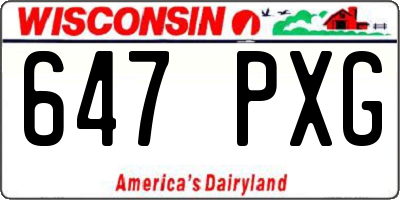 WI license plate 647PXG