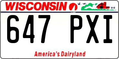 WI license plate 647PXI