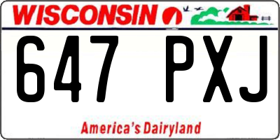 WI license plate 647PXJ
