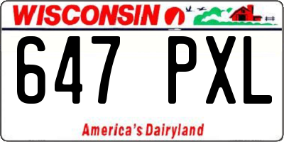 WI license plate 647PXL