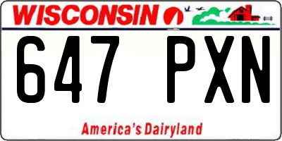 WI license plate 647PXN