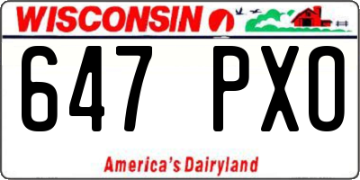 WI license plate 647PXO