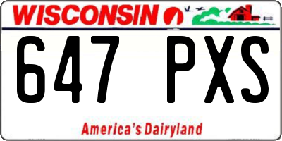 WI license plate 647PXS