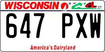 WI license plate 647PXW