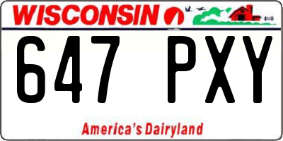 WI license plate 647PXY