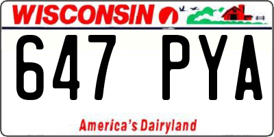 WI license plate 647PYA