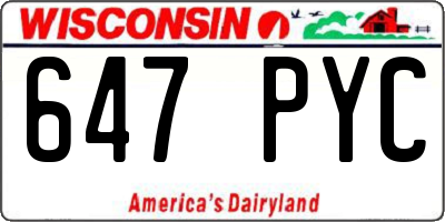 WI license plate 647PYC