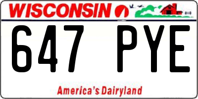 WI license plate 647PYE