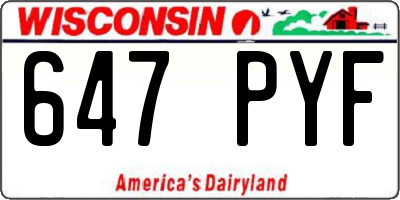 WI license plate 647PYF