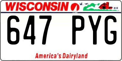 WI license plate 647PYG