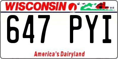 WI license plate 647PYI