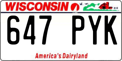 WI license plate 647PYK