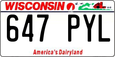 WI license plate 647PYL