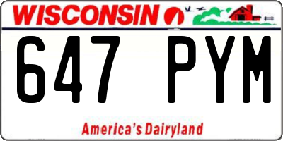 WI license plate 647PYM