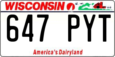 WI license plate 647PYT