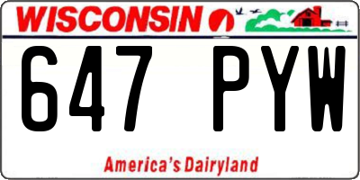WI license plate 647PYW