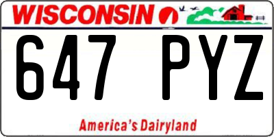 WI license plate 647PYZ