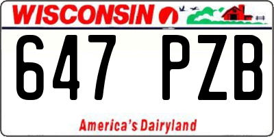 WI license plate 647PZB