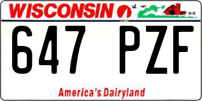 WI license plate 647PZF