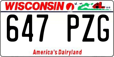 WI license plate 647PZG