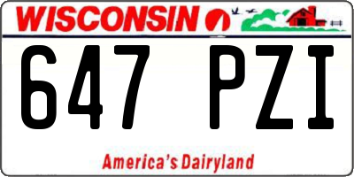 WI license plate 647PZI