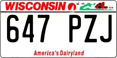 WI license plate 647PZJ