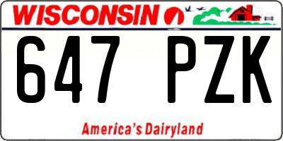 WI license plate 647PZK
