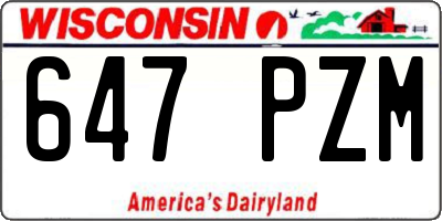 WI license plate 647PZM