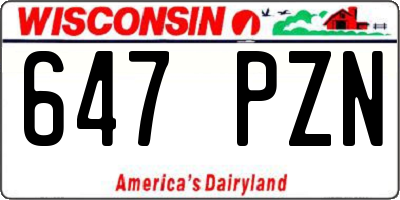 WI license plate 647PZN