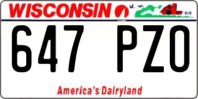 WI license plate 647PZO