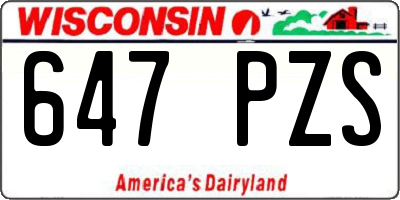 WI license plate 647PZS