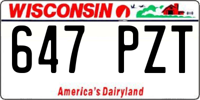 WI license plate 647PZT