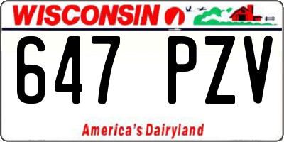 WI license plate 647PZV