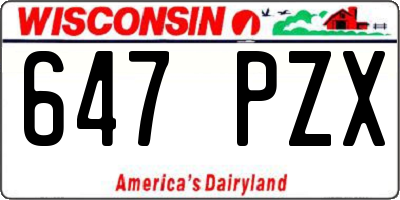 WI license plate 647PZX