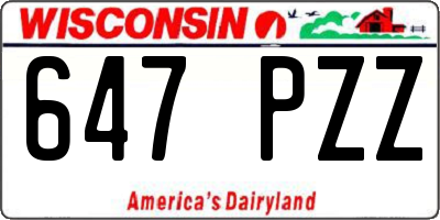WI license plate 647PZZ
