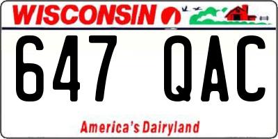 WI license plate 647QAC